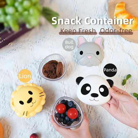 Cute Animal Snack Container for Kids – Leak-Proof & Travel-Friendly Teeny Pandas