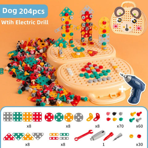204-Piece Creative Toolbox – STEM Building Set for Kids Teeny Pandas