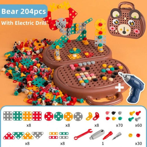 204-Piece Creative Toolbox – STEM Building Set for Kids Teeny Pandas