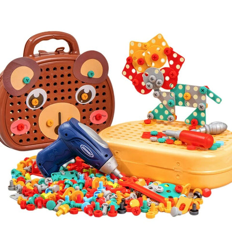 204-Piece Creative Toolbox – STEM Building Set for Kids Teeny Pandas