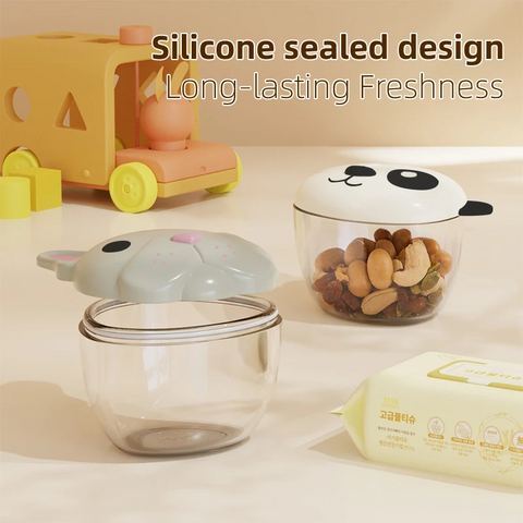 Cute Animal Snack Container for Kids – Leak-Proof & Travel-Friendly Teeny Pandas