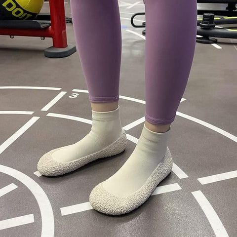 Adult Cream Non-Slip Sock Shoes – Comfortable, Flexible, Perfect for Any Use Teeny Pandas