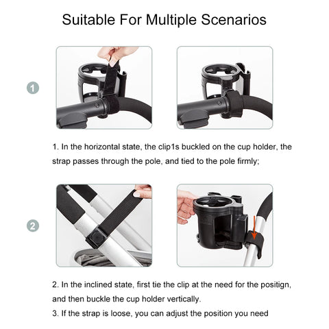 Stroller Cup Holder with Phone Support & Dual Drink Holder