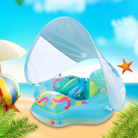 Inflatable Swimming Float with Canopy - For a Worry-Free Swimming Experience! Teeny Pandas