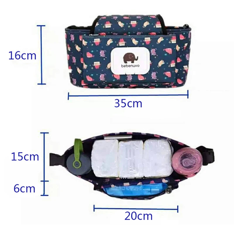 Universal Stroller Organizer - With Insulated Cup Holders Teeny Pandas