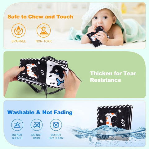 Black and White Montessori Book for Visual Stimulation Teeny Pandas