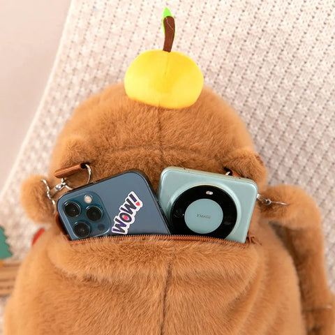 Adorable Capybara Plush Backpack - Soft and Comfortable Fur Straps! Teeny Pandas