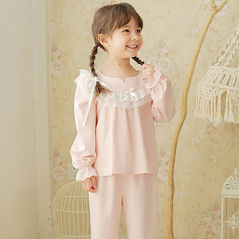 Kid's Pink Pajama Set Sleepwear – Long Sleeve Top + Pants for Girls