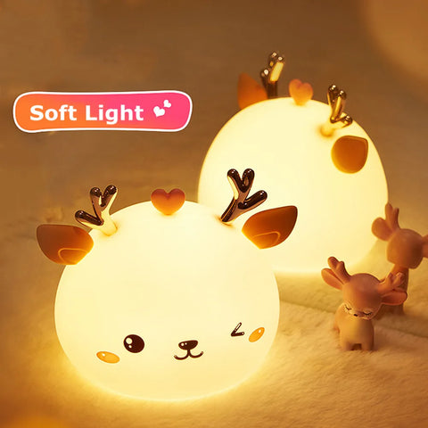 Love Deer Night Light - Cute & Colorful Touch Sensor Lamp for Kids
