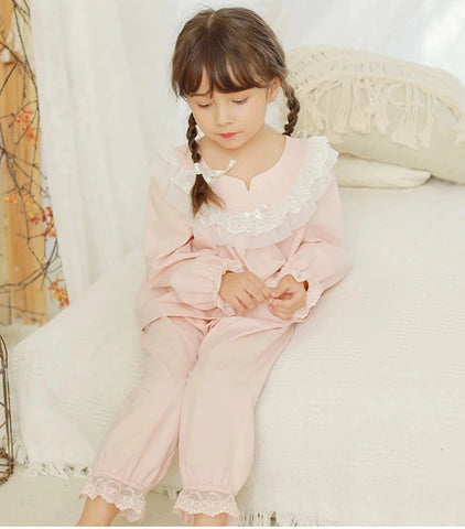 Kid's Pink Pajama Set Sleepwear – Long Sleeve Top + Pants for Girls