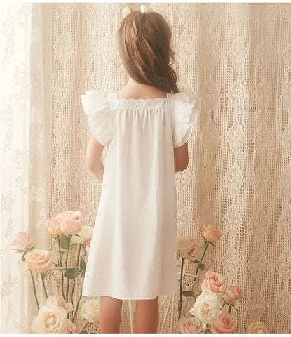 Princess Short Sleeve Sleepshirt Nightgown – Square Neck Summer Sleepwear