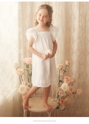 Princess Short Sleeve Sleepshirt Nightgown – Square Neck Summer Sleepwear