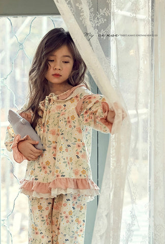 Girl’s Vintage Lolita Cotton Floral Pyjama Set for Kids