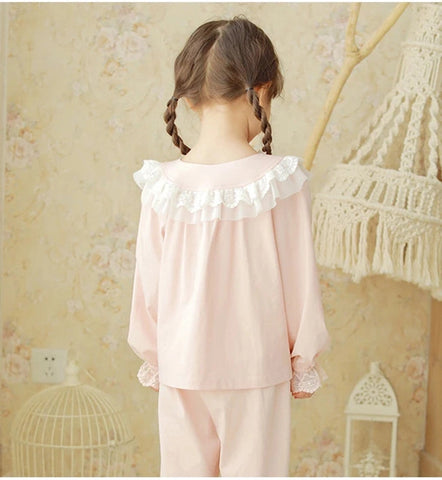 Kid's Pink Pajama Set Sleepwear – Long Sleeve Top + Pants for Girls