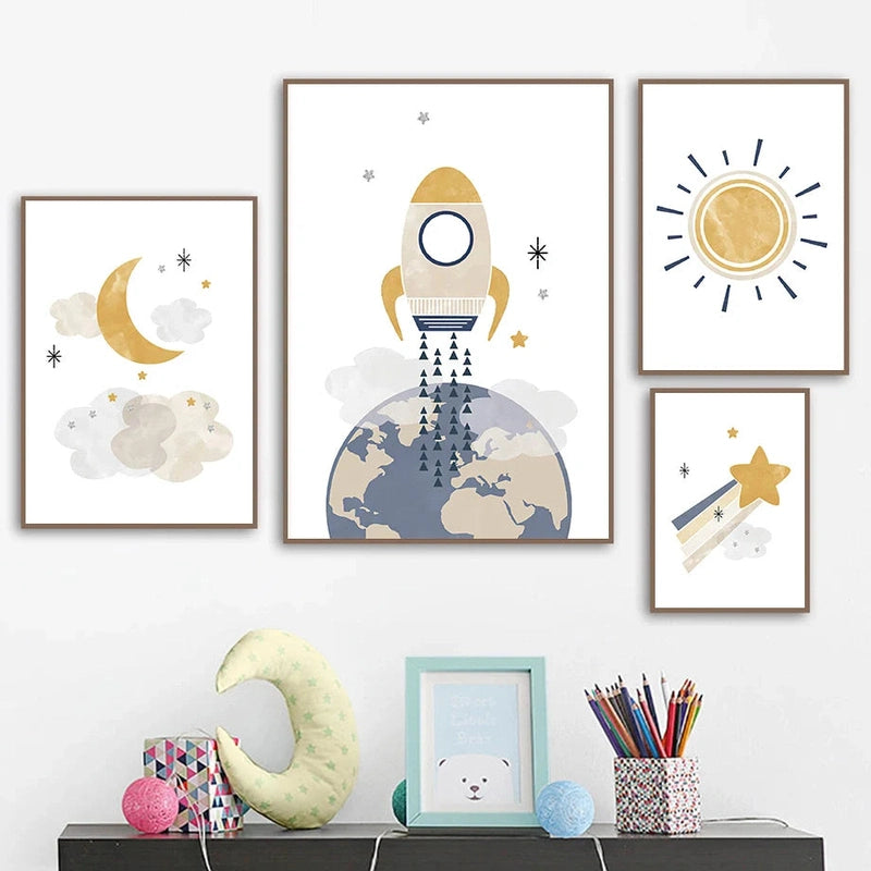 Space-Themed Canvas Prints - Elevate Your Kids Room! Teeny Pandas
