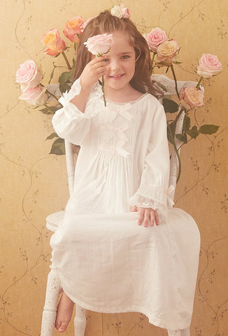 Girl's Vintage Royal Style Lolita White Princess Nightgown