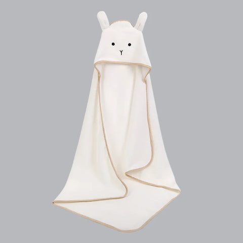 Cute Baby Bath Towel with Hood - Cartoon Coral Fleece Towel