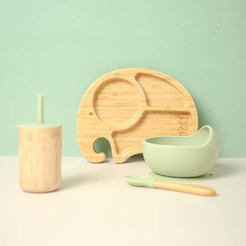 Premium Bamboo Baby Feeding Set - Eco-Friendly Dining for Little Ones Teeny Pandas