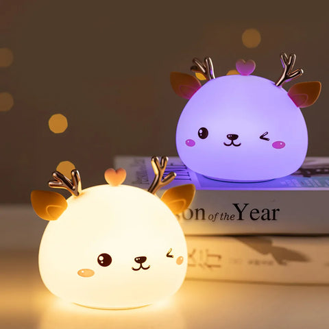 Love Deer Night Light - Cute & Colorful Touch Sensor Lamp for Kids