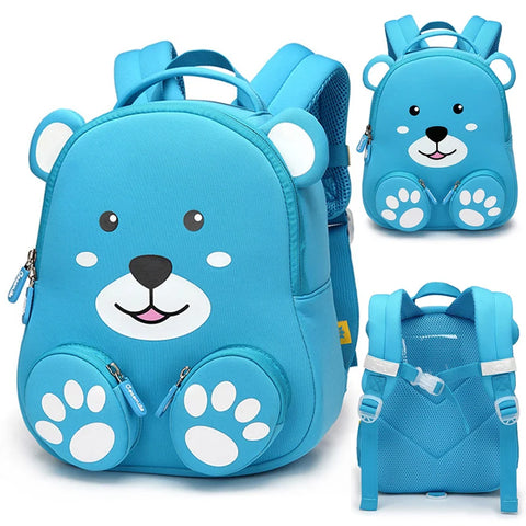 Cute 3D Blue Bear Backpack for Kids