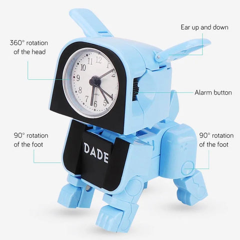 Cute Boy Kids Alarm Clock - Cartoon Robot Dog Desk Clock