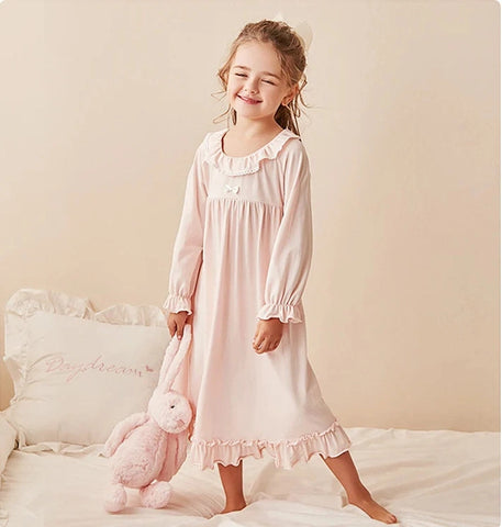 Girl's Lolita Princess  Dress Sleepshirt - Vintage Ruffles Nightgown for Toddler & Kids
