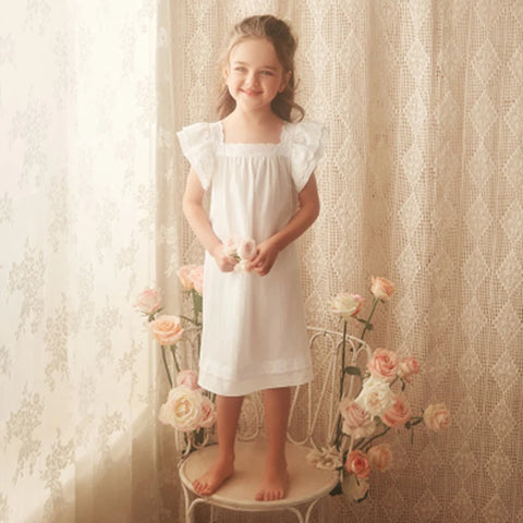 Princess Short Sleeve Sleepshirt Nightgown – Square Neck Summer Sleepwear