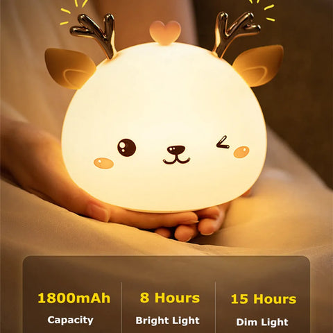 Love Deer Night Light - Cute & Colorful Touch Sensor Lamp for Kids