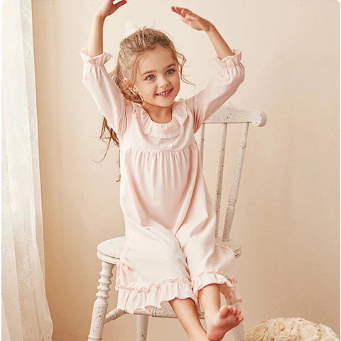 Girl's Lolita Princess  Dress Sleepshirt - Vintage Ruffles Nightgown for Toddler & Kids
