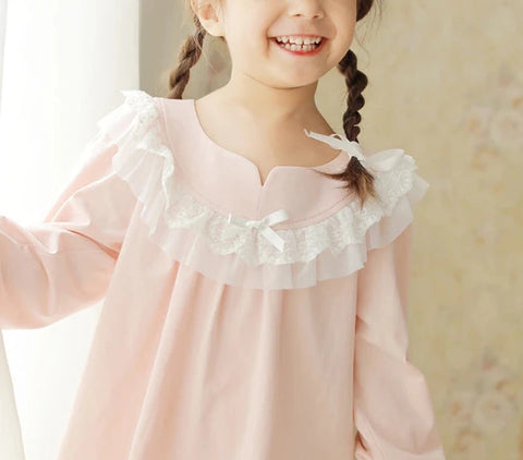 Kid's Pink Pajama Set Sleepwear – Long Sleeve Top + Pants for Girls