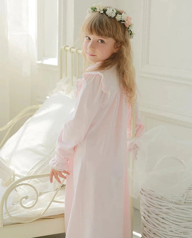 Lolita Princess Sleepshirt – Vintage Turndown Collar Nightgown for Girls