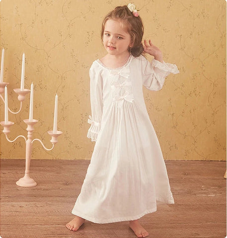 Girl's Vintage Royal Style Lolita White Princess Nightgown