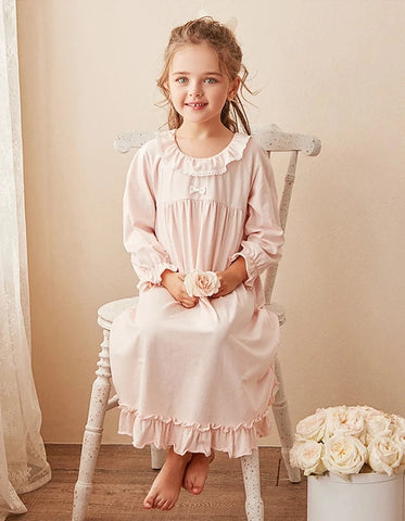 Girl's Lolita Princess  Dress Sleepshirt - Vintage Ruffles Nightgown for Toddler & Kids