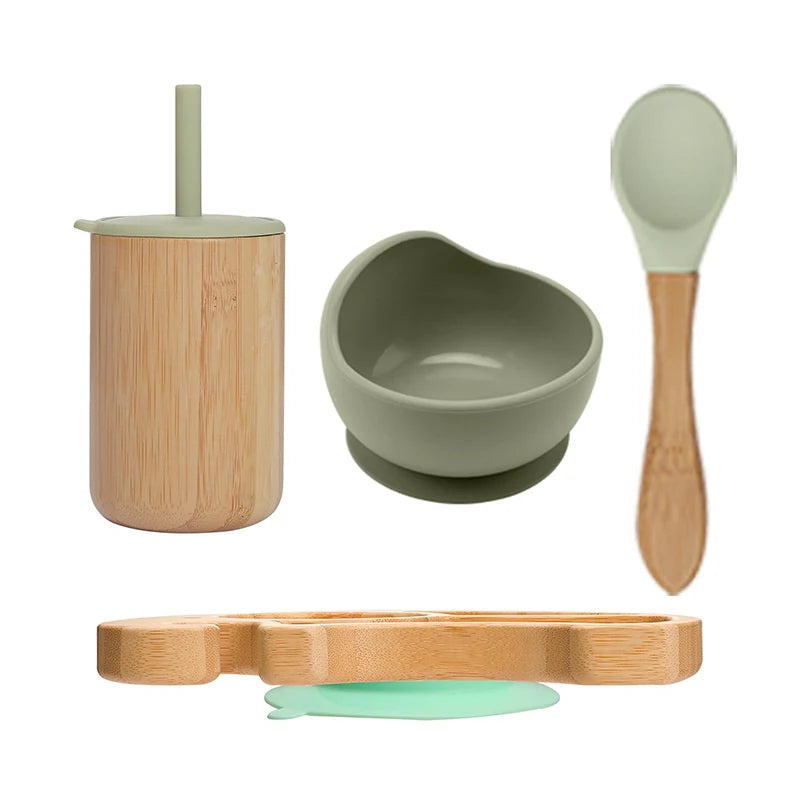 Premium Bamboo Baby Feeding Set - Eco-Friendly Dining for Little Ones Teeny Pandas