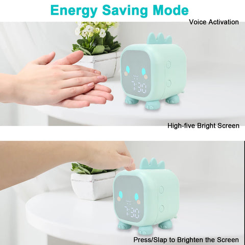 Dinosaur Kids LED Alarm Clock - With Night Light and Temperature Display