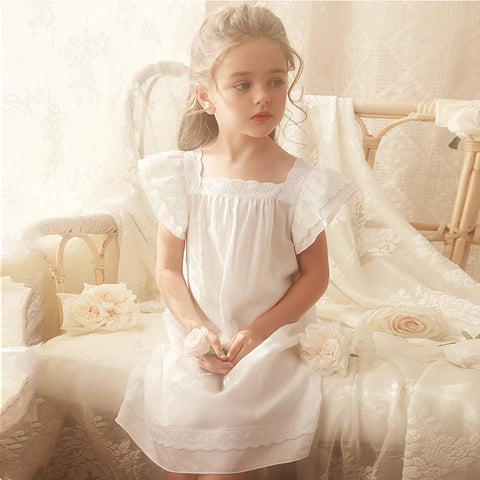 Princess Short Sleeve Sleepshirt Nightgown – Square Neck Summer Sleepwear