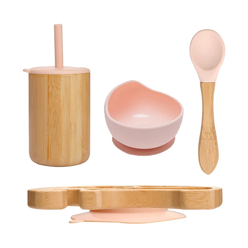 Premium Bamboo Baby Feeding Set - Eco-Friendly Dining for Little Ones Teeny Pandas