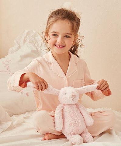 Girls Lolita Turndown Collar Pajama Set – Long Sleeve Top & Pants