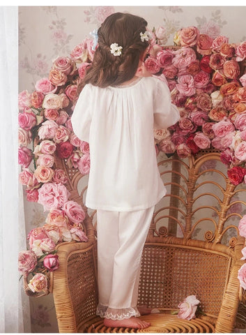 Children's Lolita White Princess Pajama Set – Vintage Royal Style Tops and Pants
