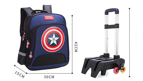Kids Wheeled School Backpack Set – Rolling Luggage with Handbag for Boys and Girls