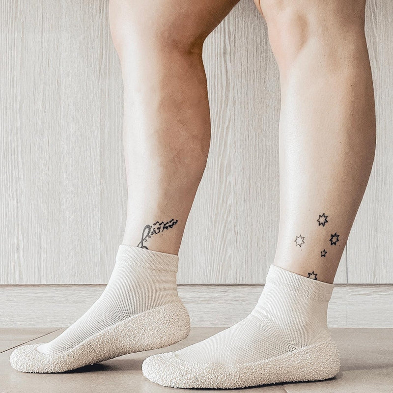 Adult Cream Non-Slip Sock Shoes – Comfortable, Flexible, Perfect for Any Use Teeny Pandas