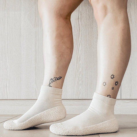 Adult Cream Non-Slip Sock Shoes – Comfortable, Flexible, Perfect for Any Use Teeny Pandas