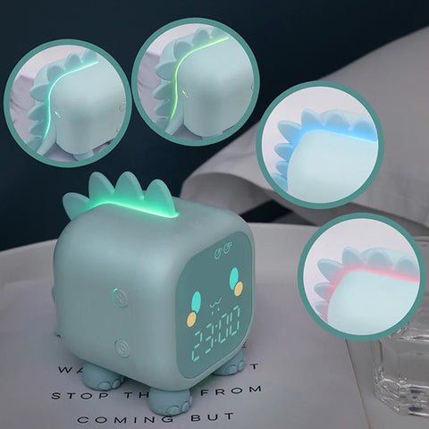 Dinosaur Kids LED Alarm Clock - With Night Light and Temperature Display