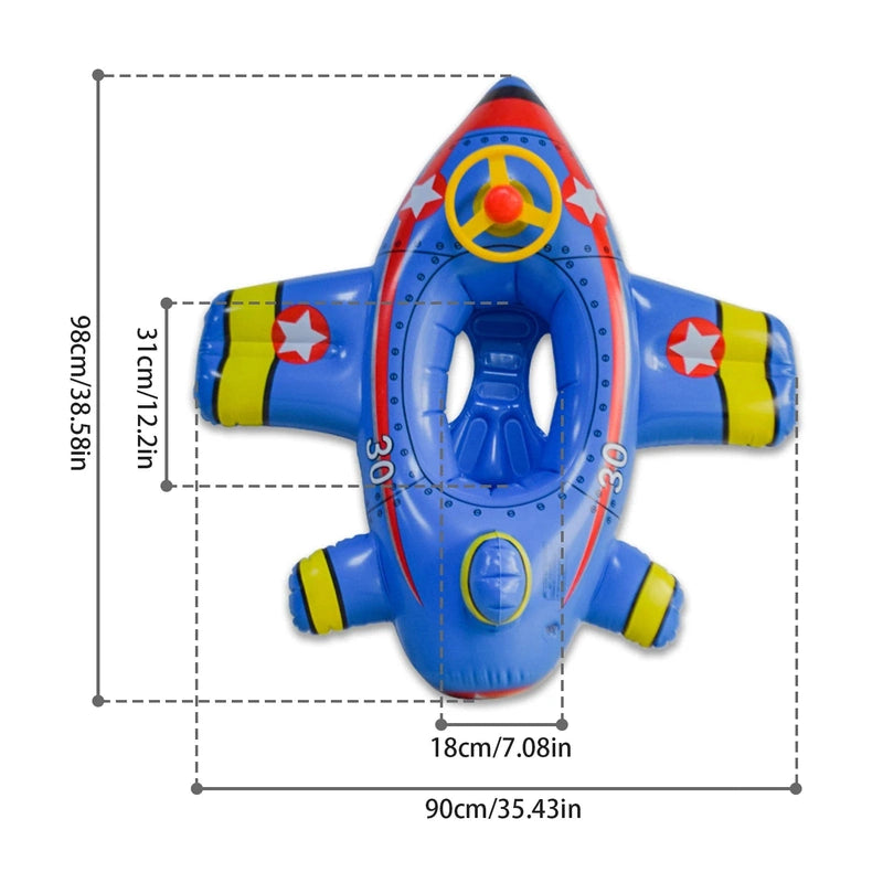 Inflatable Kids Swim Ring – Airplane Pool Float Teeny Pandas