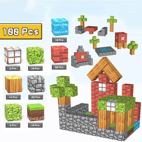 Magnetic Building Blocks Set Teeny Pandas