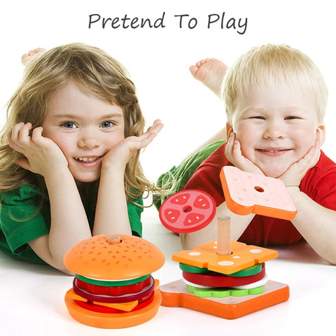 Montessori Burger Stacking Toy for Toddlers Teeny Pandas