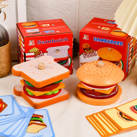 Montessori Burger Stacking Toy for Toddlers Teeny Pandas