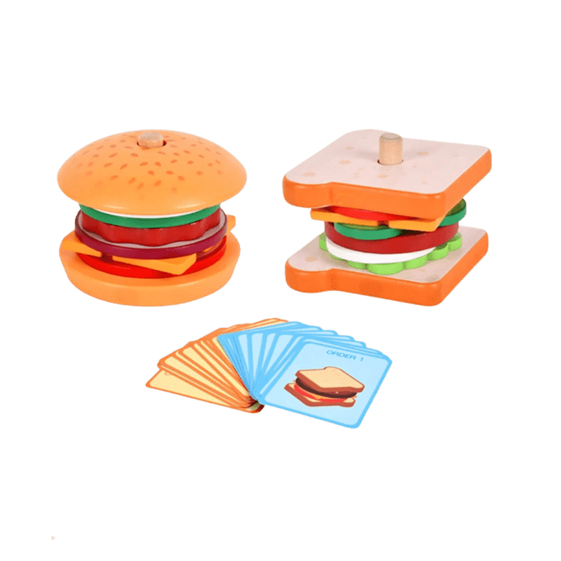 Montessori Burger Stacking Toy for Toddlers Teeny Pandas