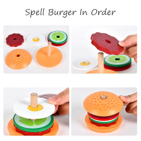 Montessori Burger Stacking Toy for Toddlers Teeny Pandas