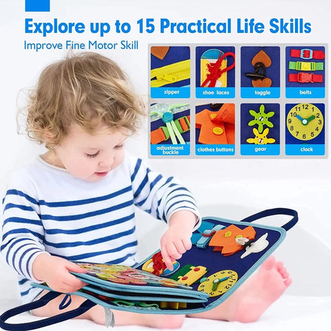 Montessori Busy Board for Toddlers - Sensory Learning Toy Teeny Pandas